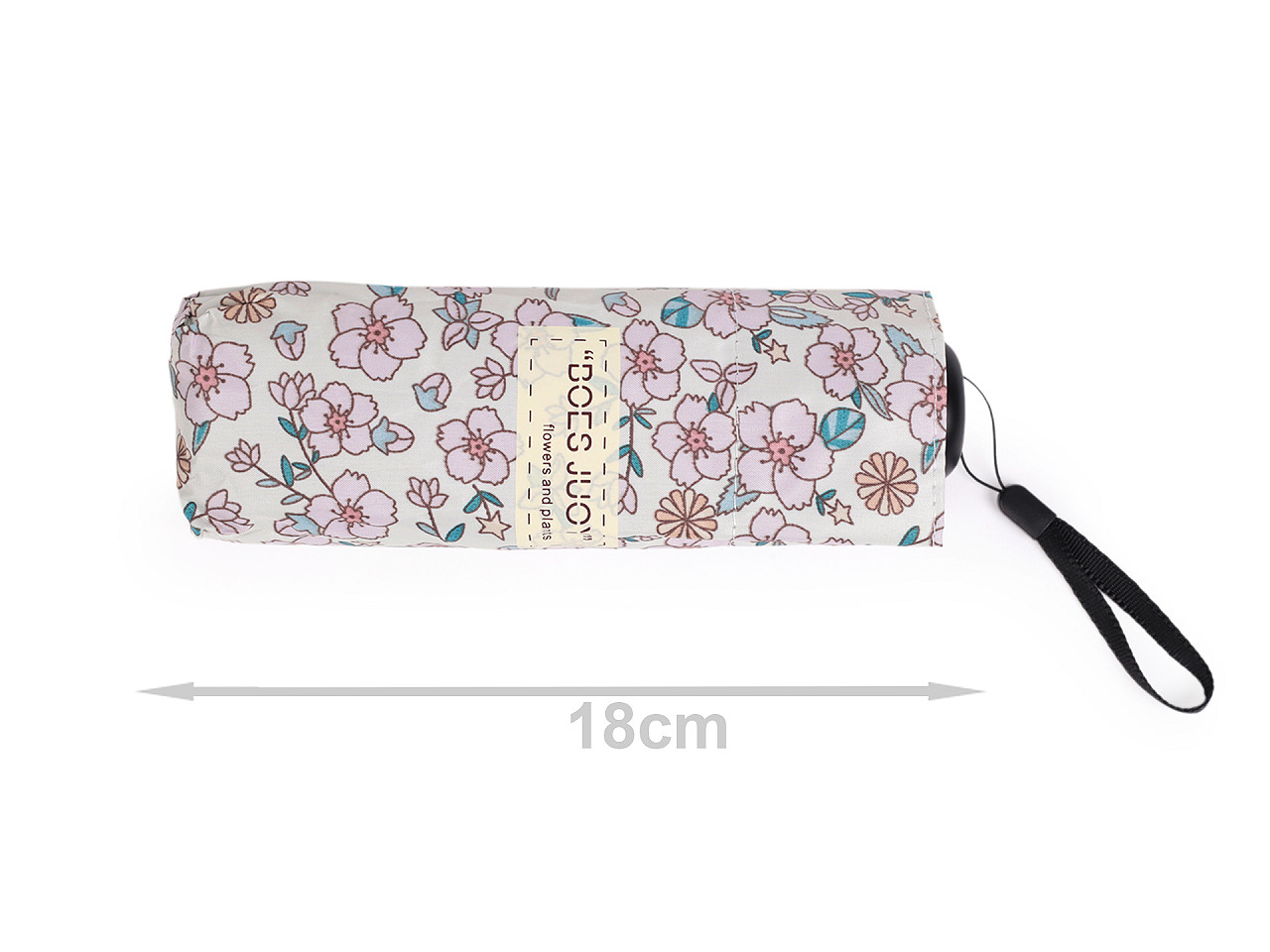 Umbrelă pliabilă mini pentru femei, cu flori - Crem deschis (1 Bucată)