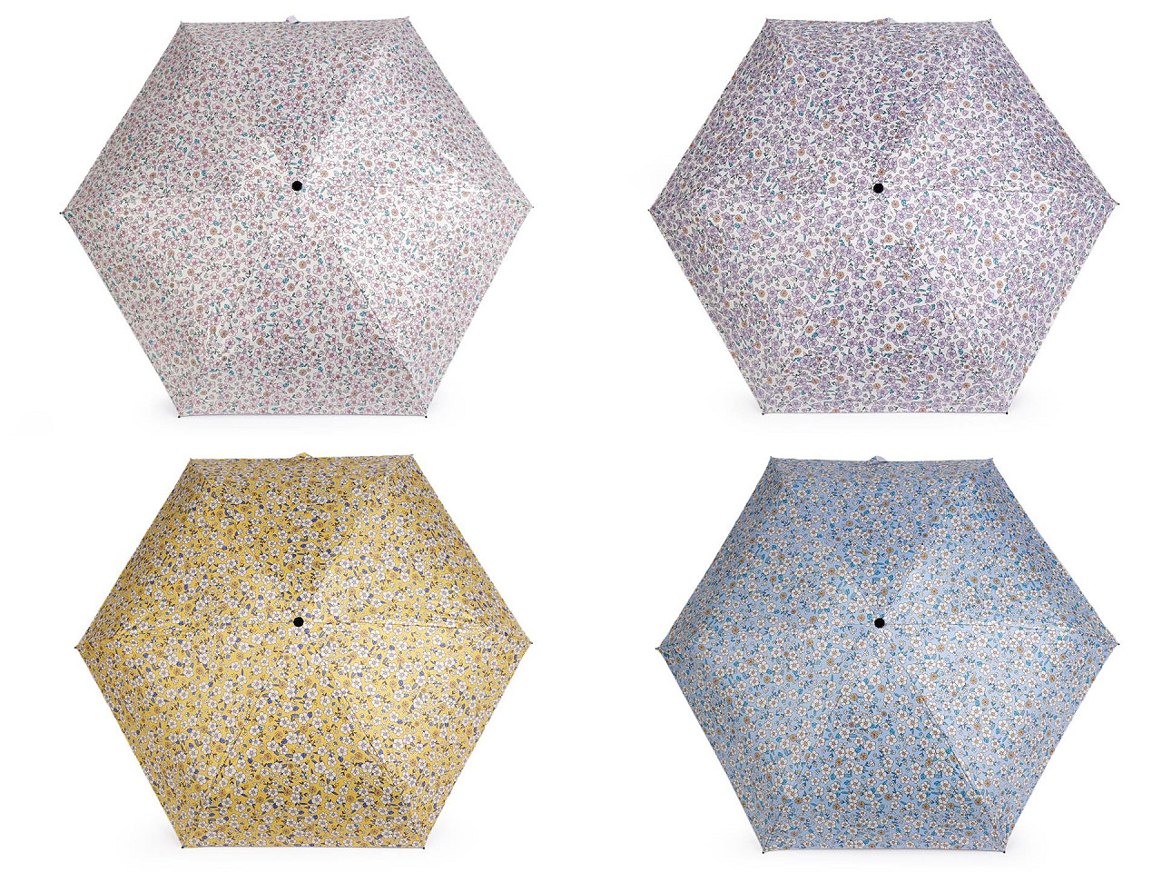 Umbrelă pliabilă mini pentru femei, cu flori - Crem deschis (1 Bucată)