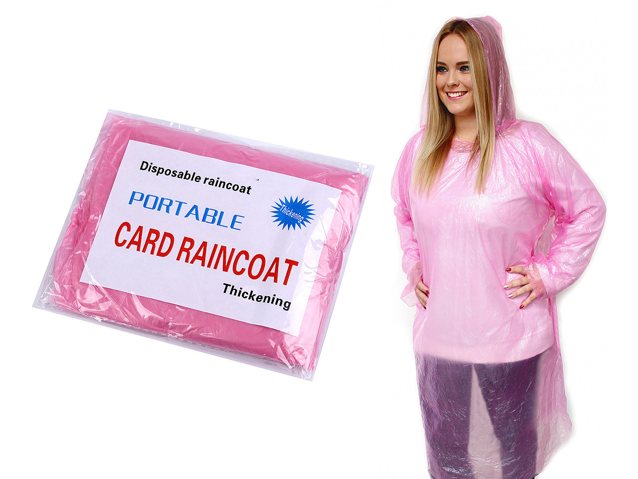 Pelerină de ploaie pentru adulți, de unică folosință - Roz deschis (1 Bucată)
