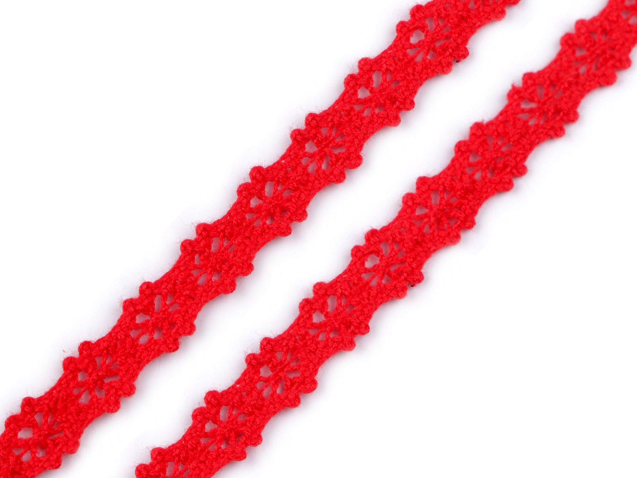 Dantelă bumbac croşetată, lățime 12 mm - Roșu (1 Metru)