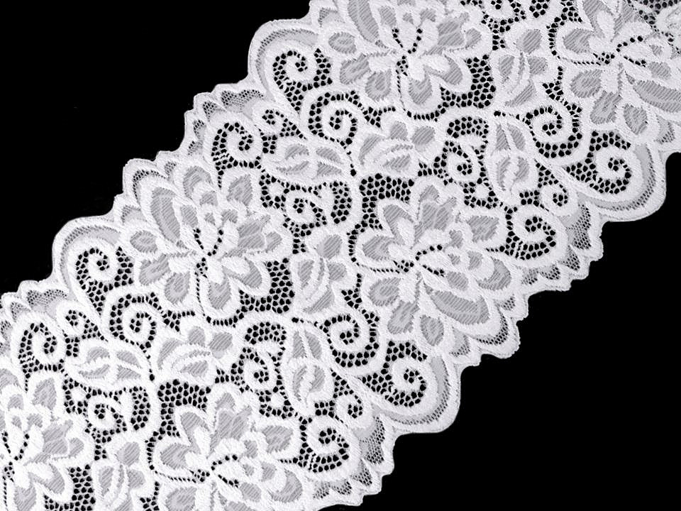 Dantelă elastică / aplicație, lățime 15 cm - Negru (18 Metri)