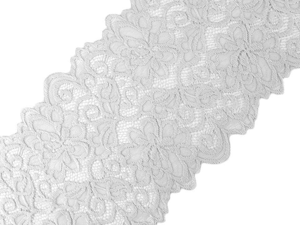 Dantelă elastică / aplicație, lățime 15 cm - Negru (18 Metri)