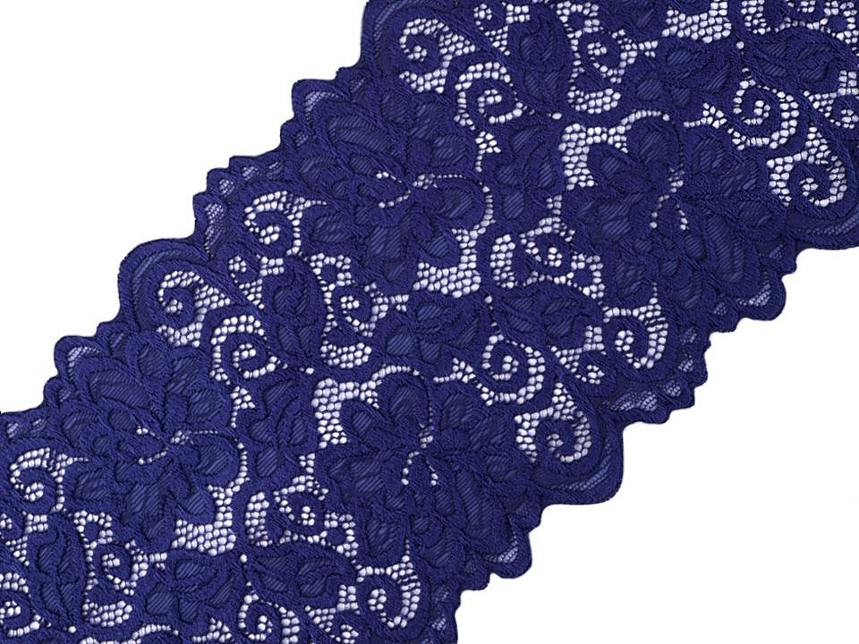 Dantelă elastică / aplicație, lățime 15 cm - Negru (18 Metri)