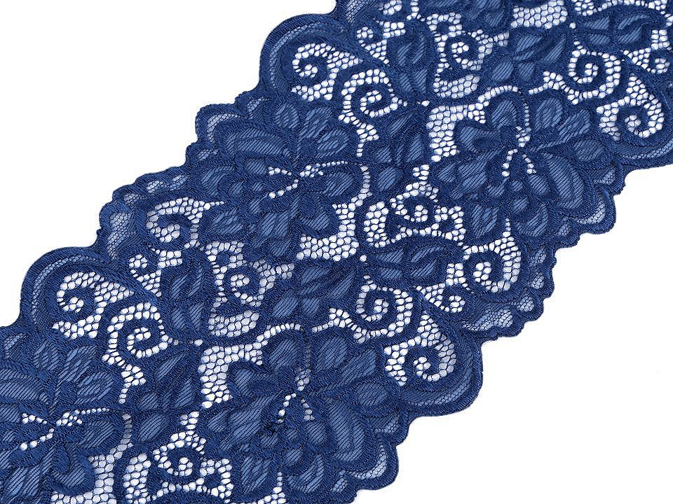 Dantelă elastică / aplicație, lățime 15 cm - Negru (18 Metri)