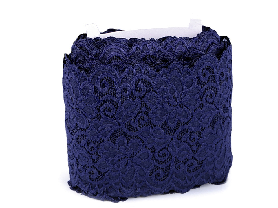 Dantelă elastică / aplicație, lățime 15 cm - Negru (18 Metri)