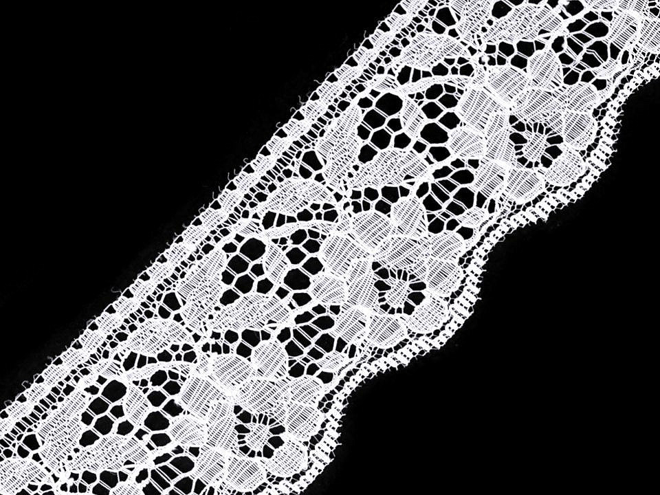 Dantelă sintetică, lățime 67 mm - Alb (1 Metru)