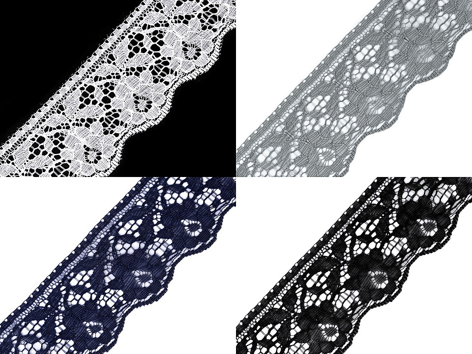 Dantelă sintetică, lățime 67 mm - Alb (1 Metru)