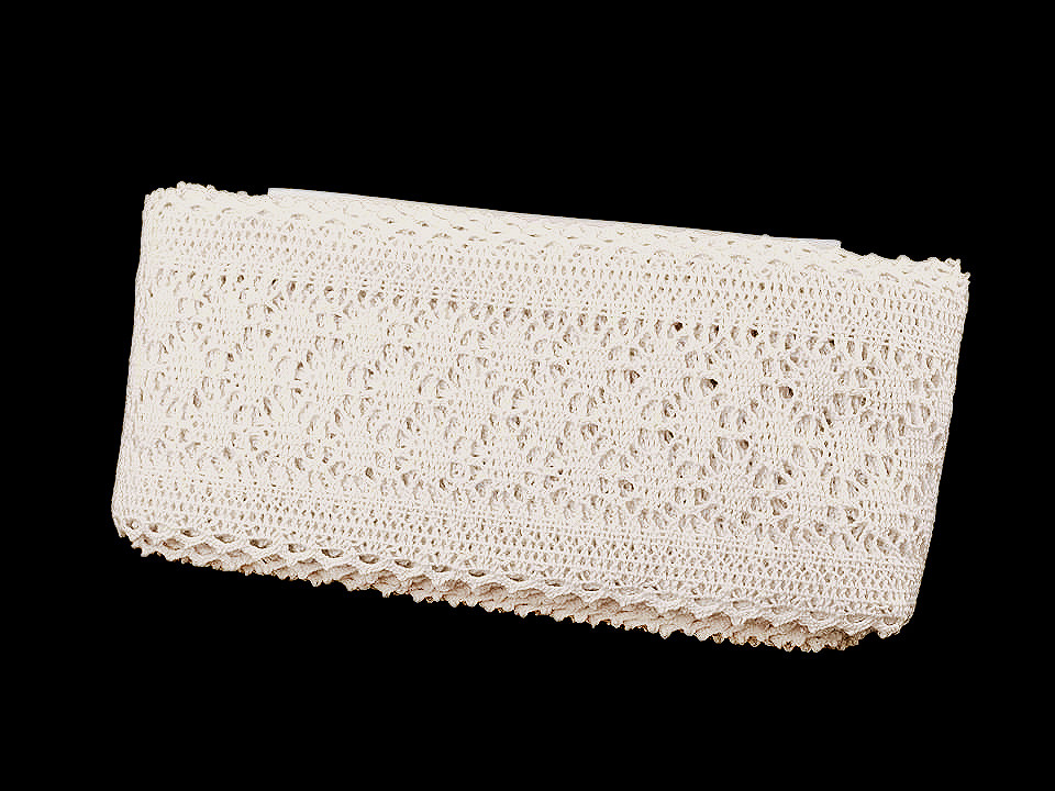 Dantelă bumbac croşetată, lățime 10 cm - Ecru închis (1 Metru)