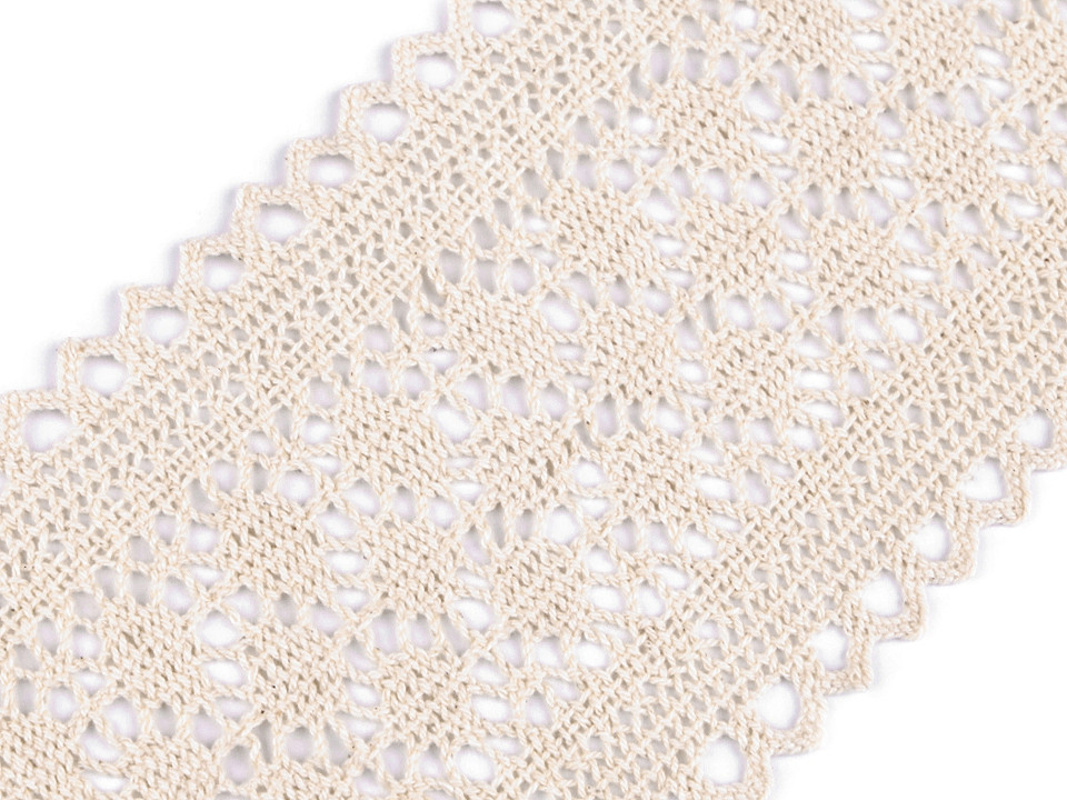 Dantelă bumbac croşetată, lățime 10 cm - Ecru închis (1 Metru)