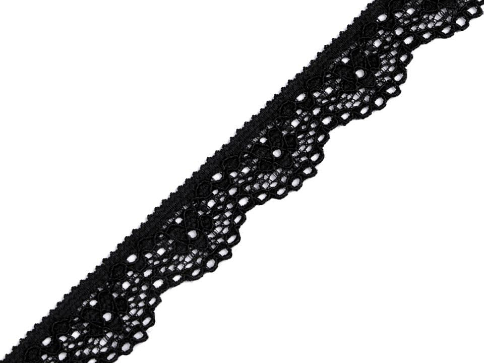 Dantelă elastică, lățime 16 mm - Negru (25 Metri)