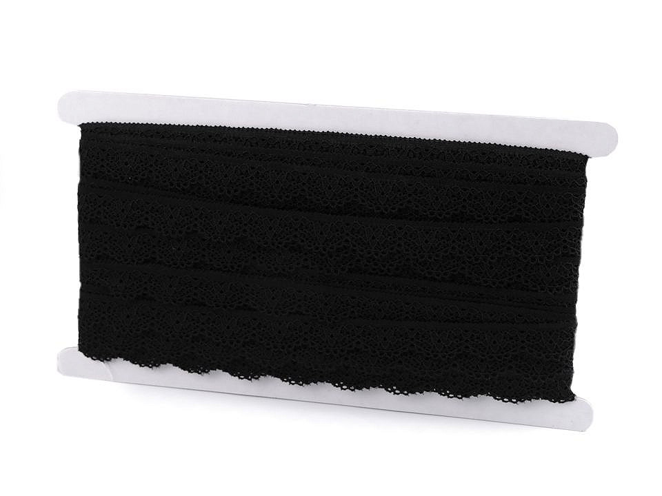 Dantelă elastică, lățime 16 mm - Negru (25 Metri)