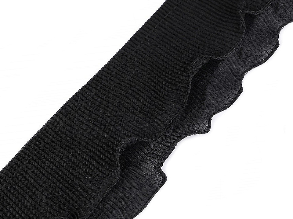 Bandă plisată, lățime 78 mm - Negru (1 Metru)
