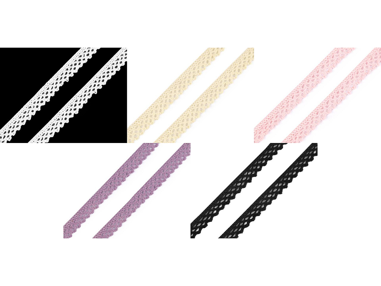 Dantelă bumbac croşetată, lățime 12 mm - Mov lavandă (5 Metri)