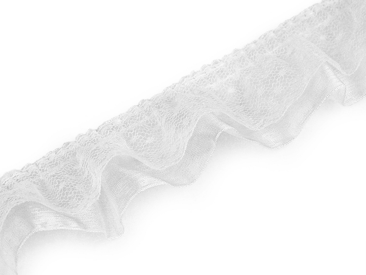 Bandă de dantelă cu volănașe 40 mm - Albastru deschis (1 Metru)