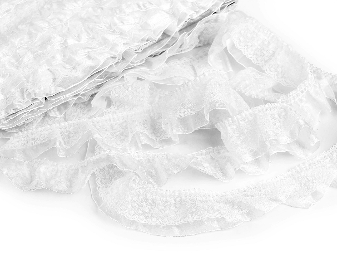 Bandă de dantelă cu volănașe 40 mm - Albastru deschis (1 Metru)