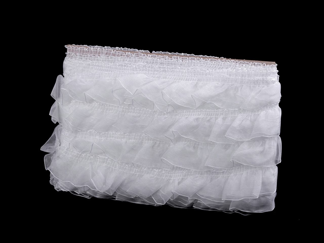 Bandă organza cu volănașe 40 mm - Alb (1 Metru)