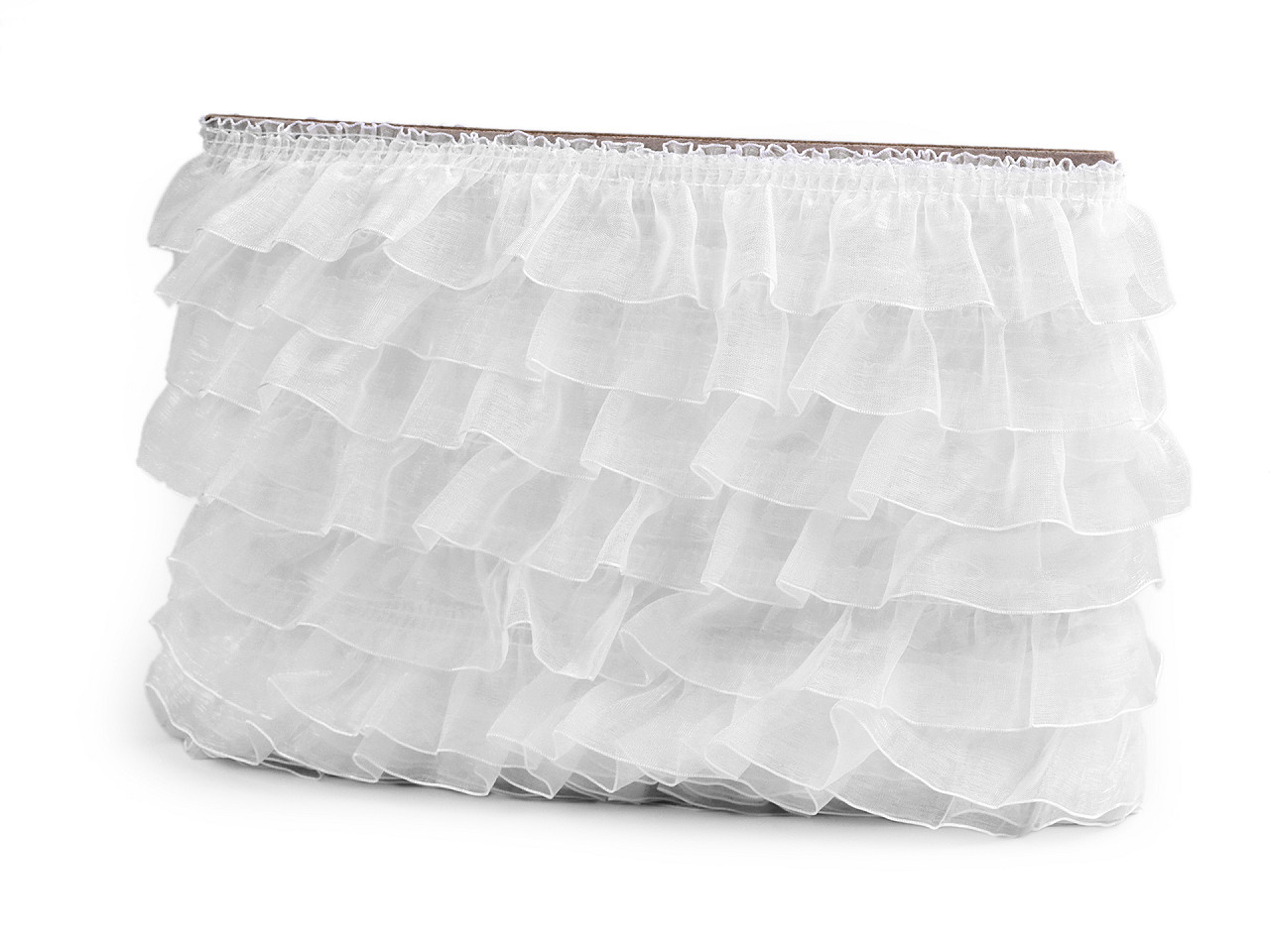 Bandă organza cu volănașe 40 mm - Alb (1 Metru)