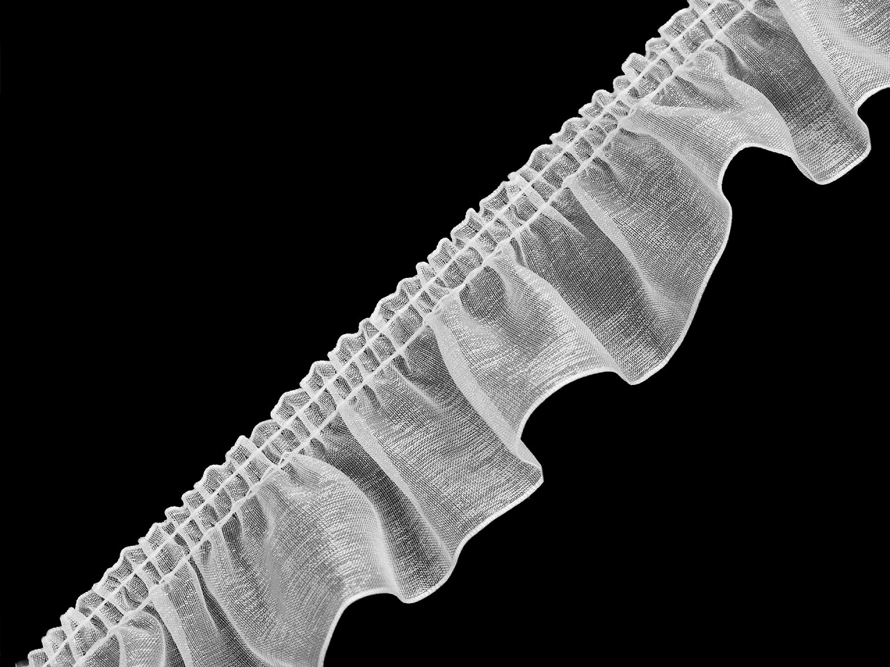 Bandă organza cu volănașe 40 mm - Alb (1 Metru)