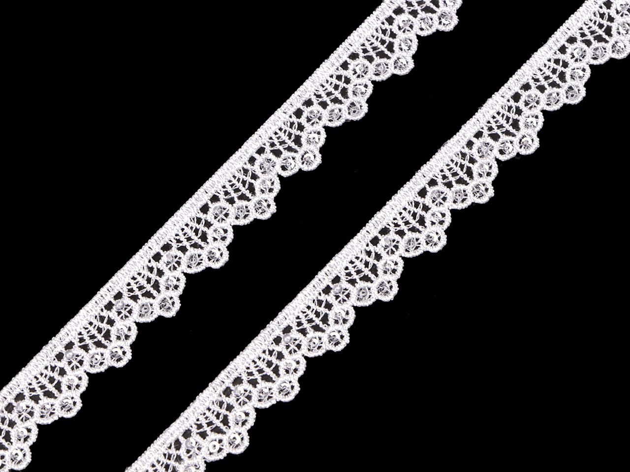 Dantela cu paiete latime 14 mm - Off white (1 Metru)