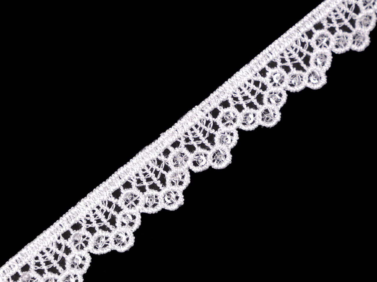 Dantela cu paiete latime 14 mm - Off white (1 Metru)