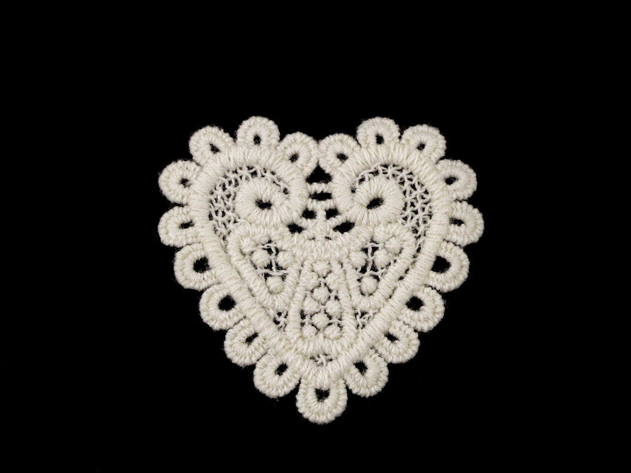 Aplicatie din dantela inima - Ecru deschis (10 Bucăți)