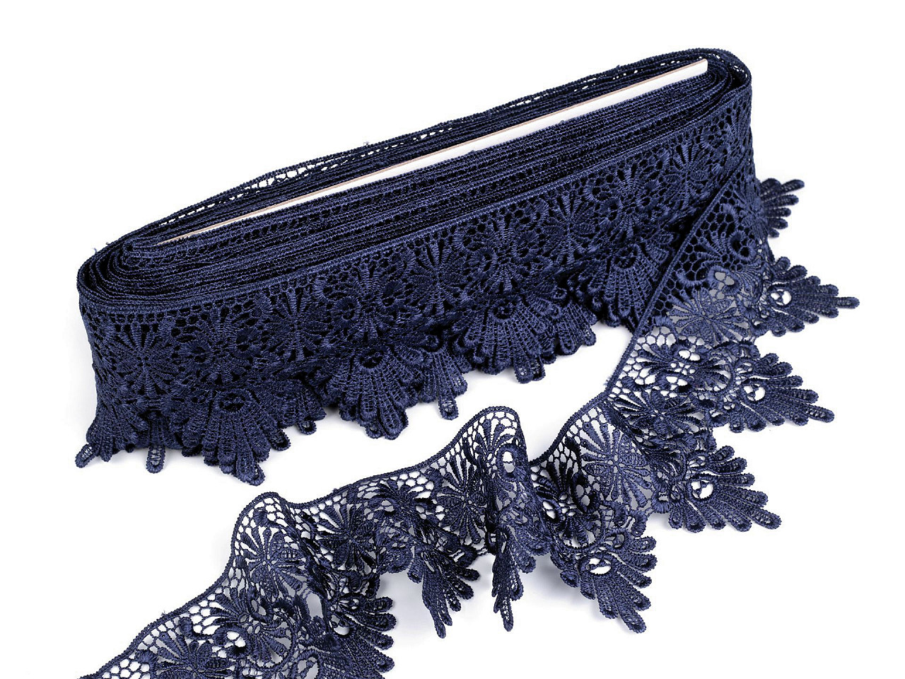 Dantelă guipure 80 mm - Albastru închis (1 Metru)