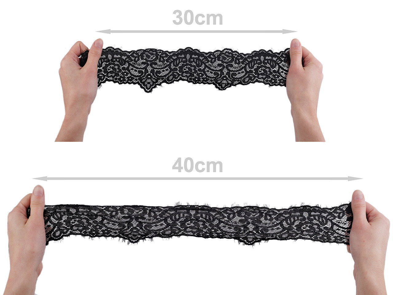 Dantela frantuzeasca elastica latime 90 mm - Negru (1 Metru)