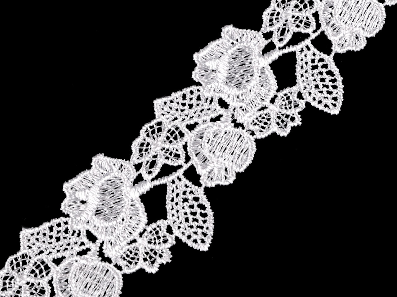 Dantelă guipure latime 45 mm - Alb zăpadă (1 Metru)