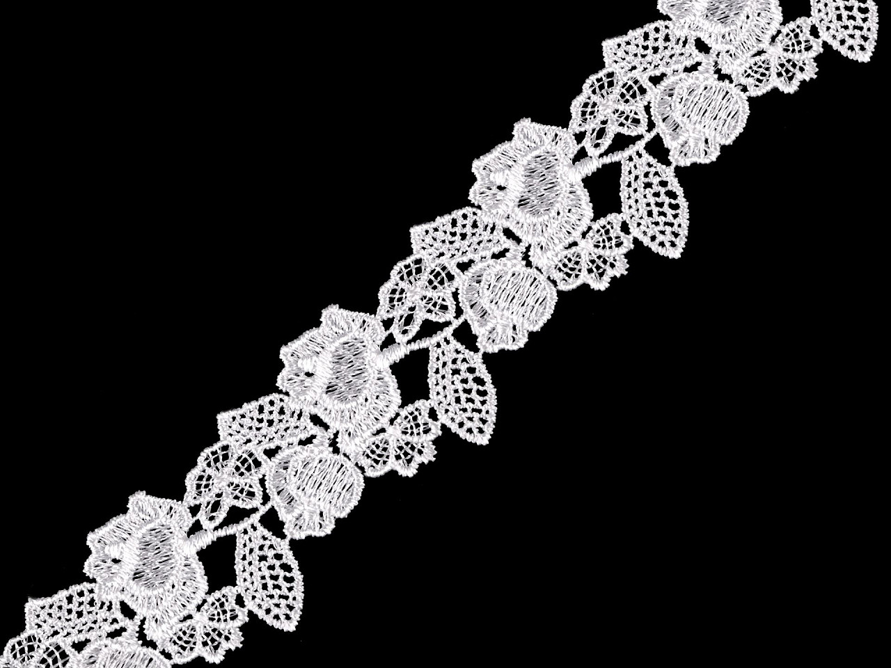Dantelă guipure latime 45 mm - Alb zăpadă (1 Metru)