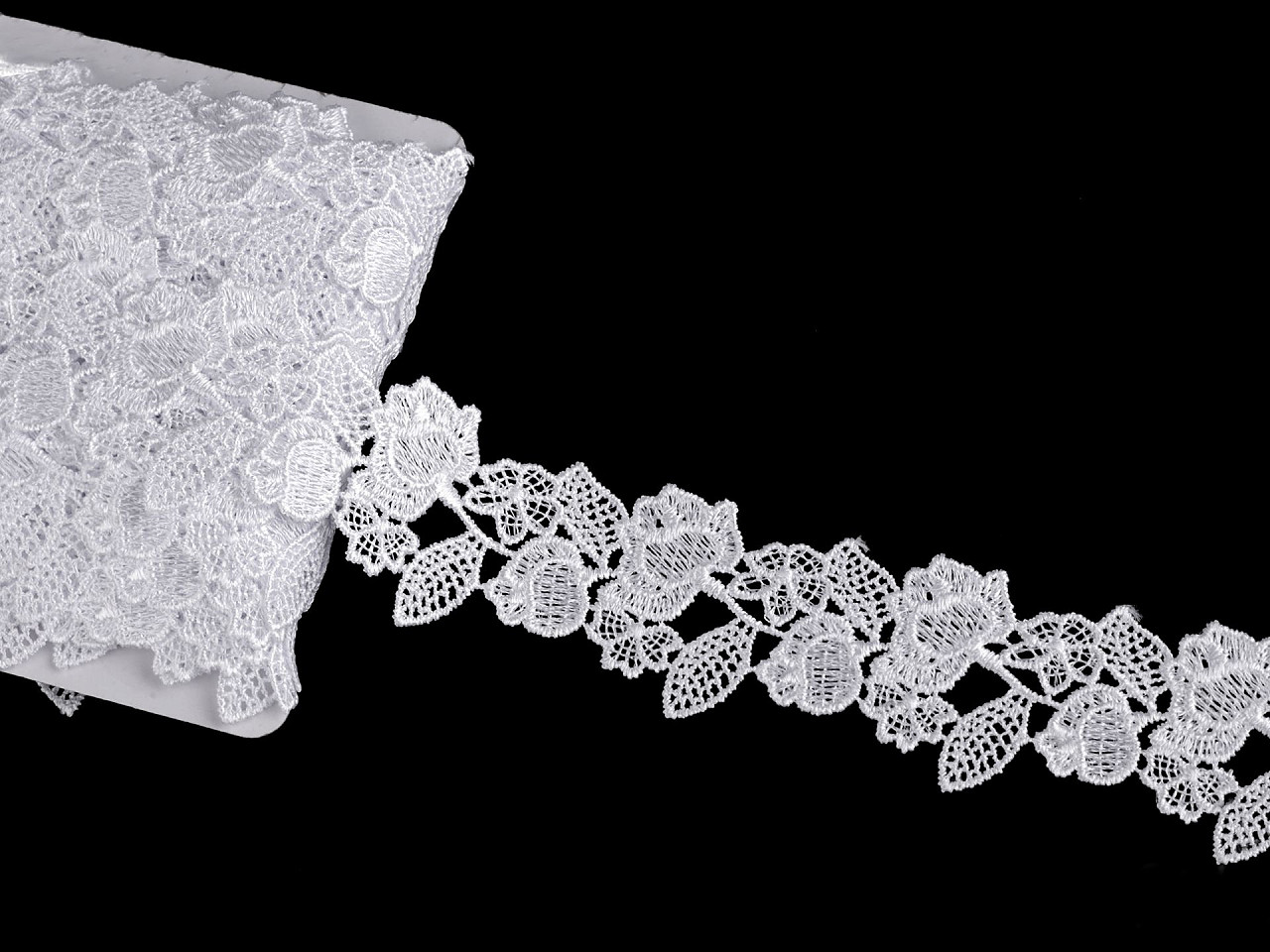 Dantelă guipure latime 45 mm - Alb zăpadă (1 Metru)