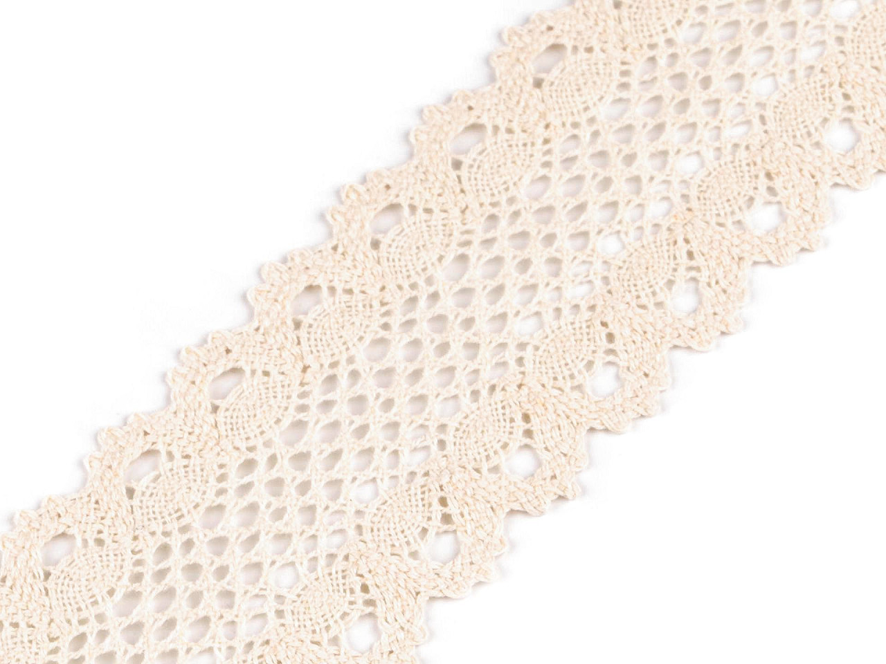 Dantelă / inserție brodată, lățime bobină 60 mm - Ecru deschis (1 Metru)