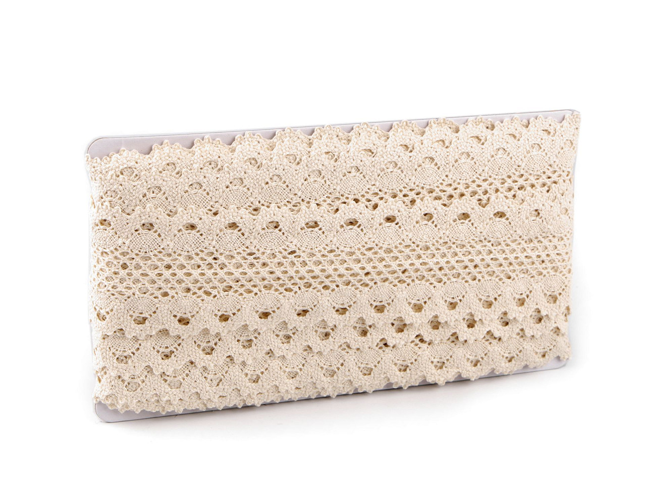 Dantelă / inserție brodată, lățime bobină 60 mm - Ecru deschis (1 Metru)