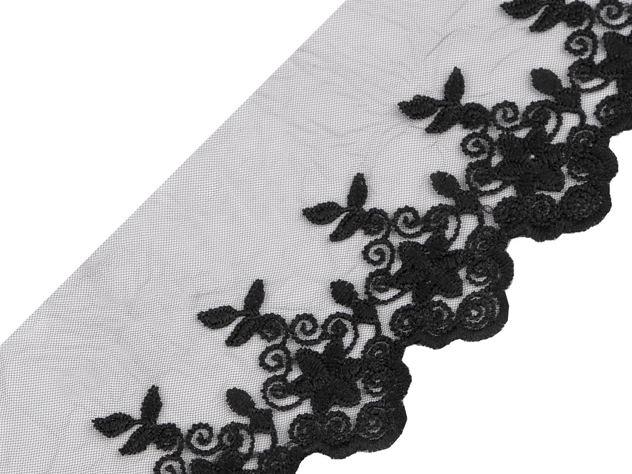 Dantela brodata pe organza, latime 90 mm - Off white (1 Metru)