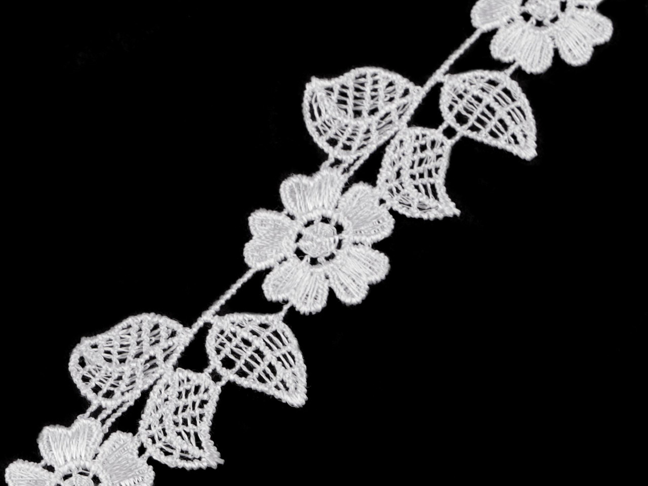 Dantelă guipure lățime 35 mm - Alb (1 Metru)