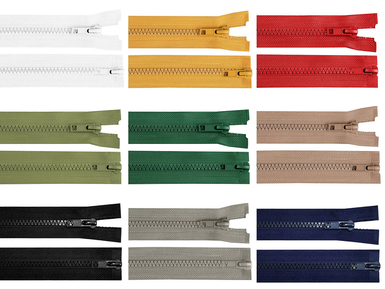 Fermoar plastic detașabil, două cursoare, no 5 lungime 90 cm - Galben muștar (1 Bucată)