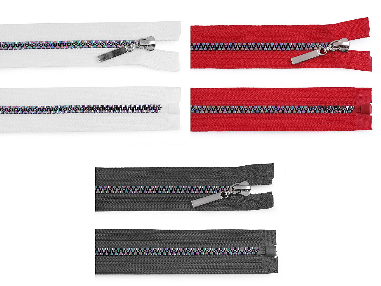 Fermoar plastic, efect curcubeu, no 5 lungime 80 cm - Roșu (1 Bucată)