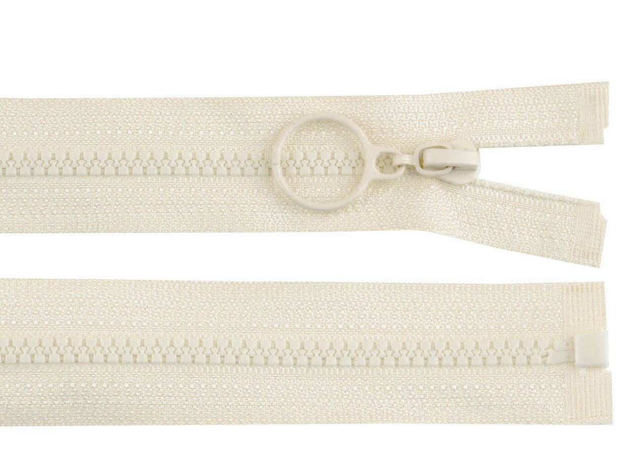 Fermoar din plastic no 3 lungime 70 cm cu inel - Bej foarte deschis (1 Bucată)