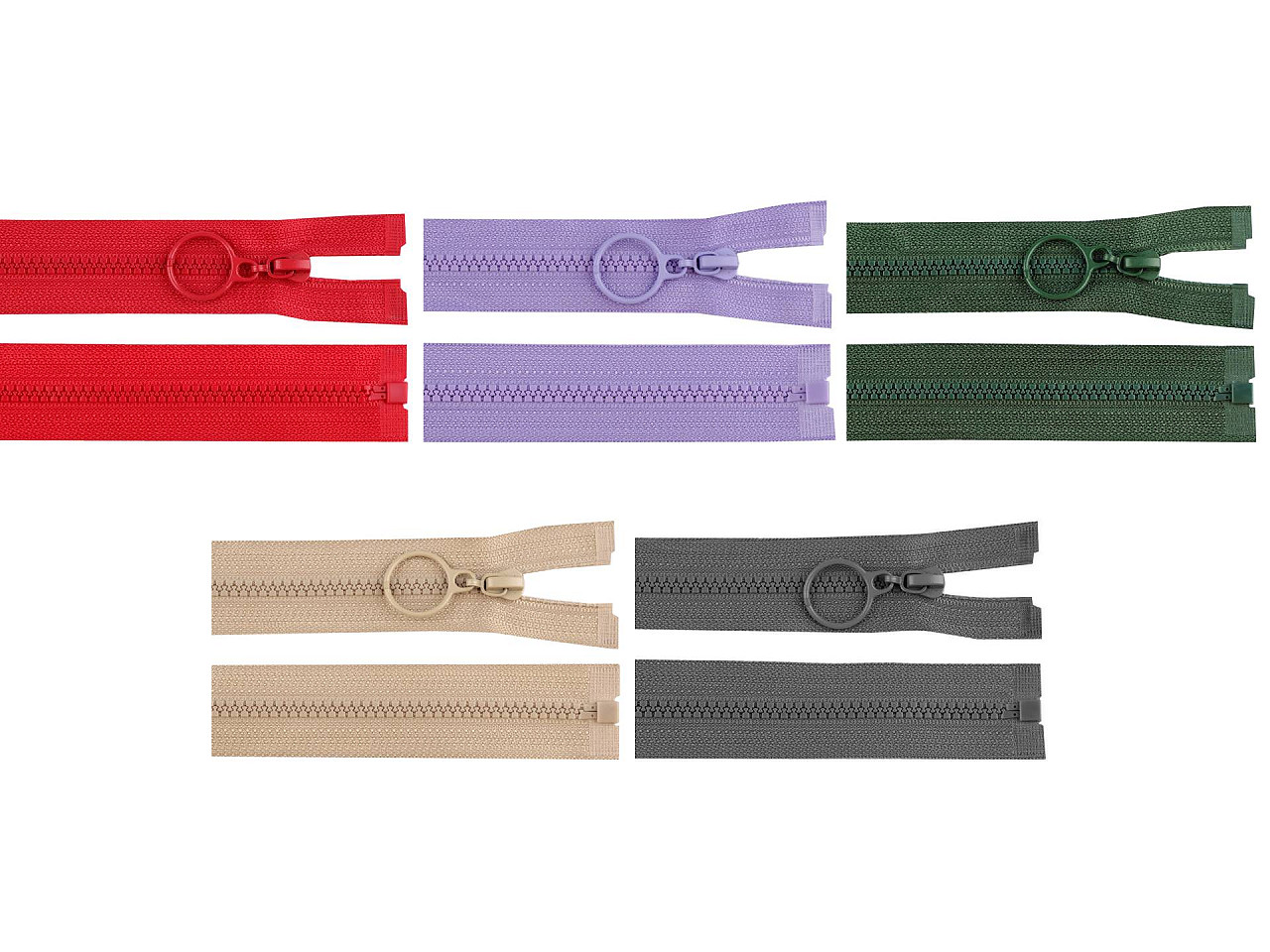 Fermoar din plastic no 3 lungime 70 cm cu inel - Bej foarte deschis (1 Bucată)