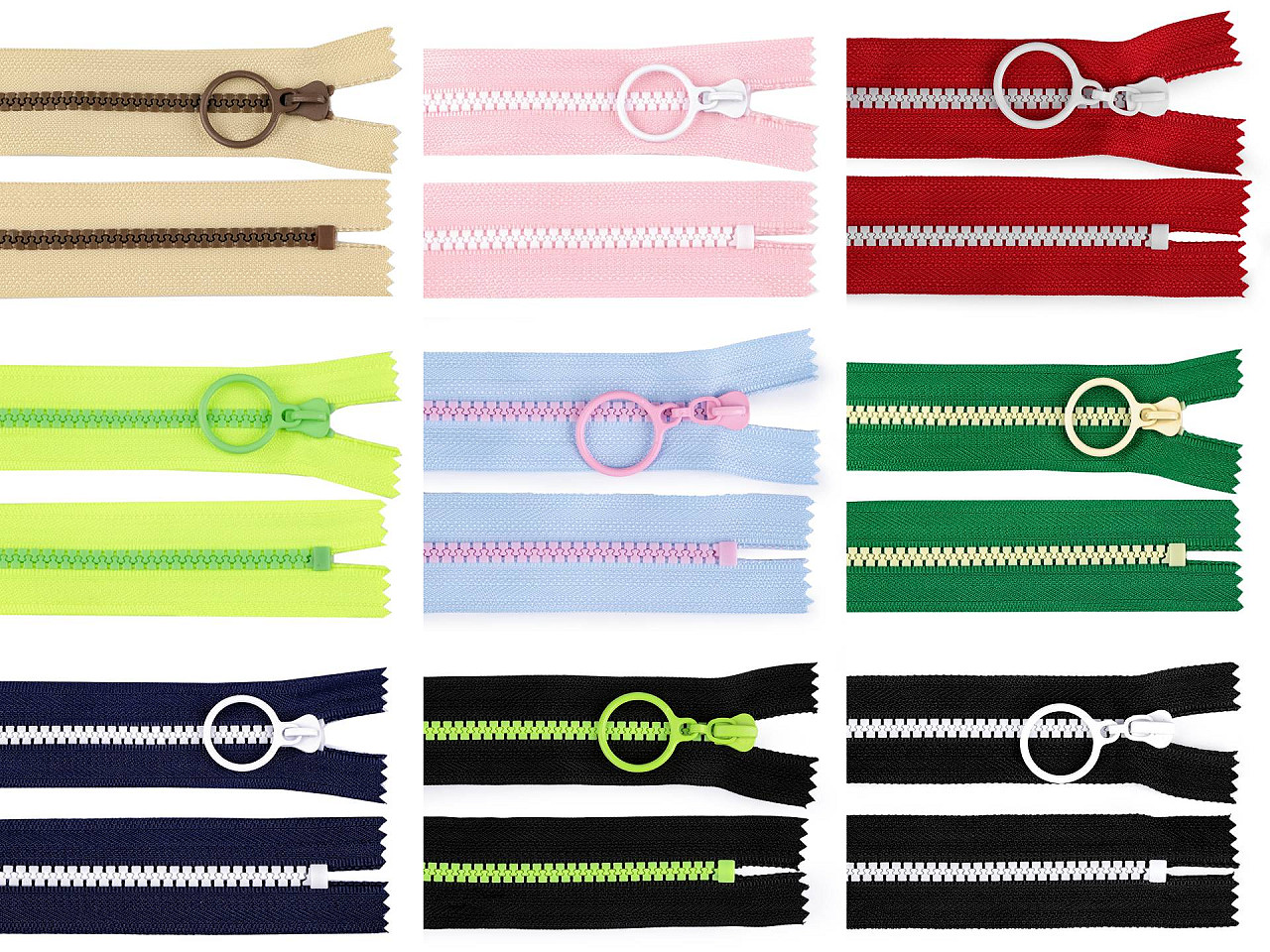 Fermoar plastic colorat  no 5 lungime 20 cm - Negru (1 Bucată)