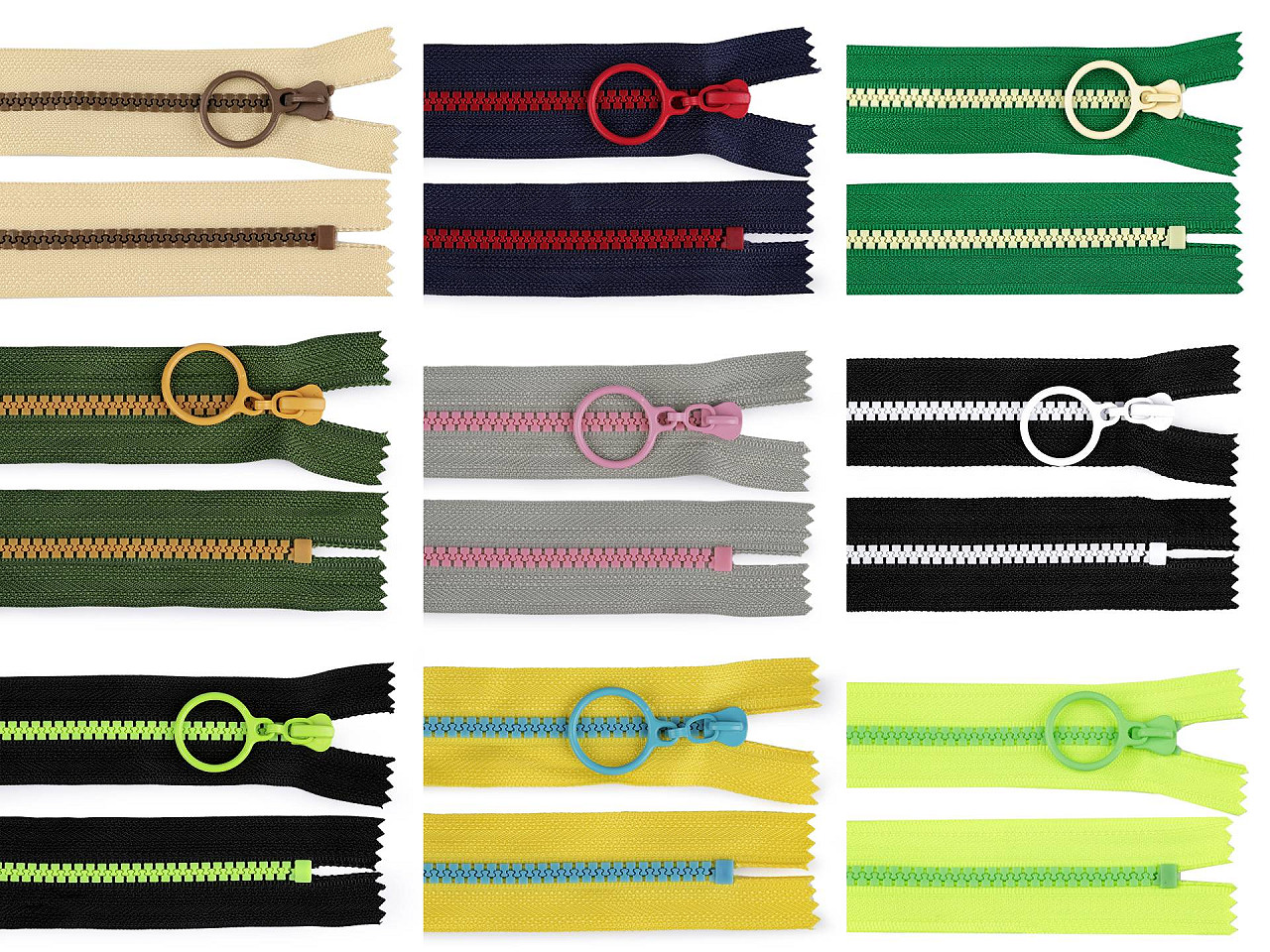 Fermoar din plastic colorat no 5 lungime 15 cm cu cursor decorativ - Albastru deschis (1 Bucată)