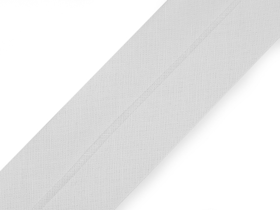 Bandă bias din bumbac, lățime 40 mm - Alb (25 Metri)