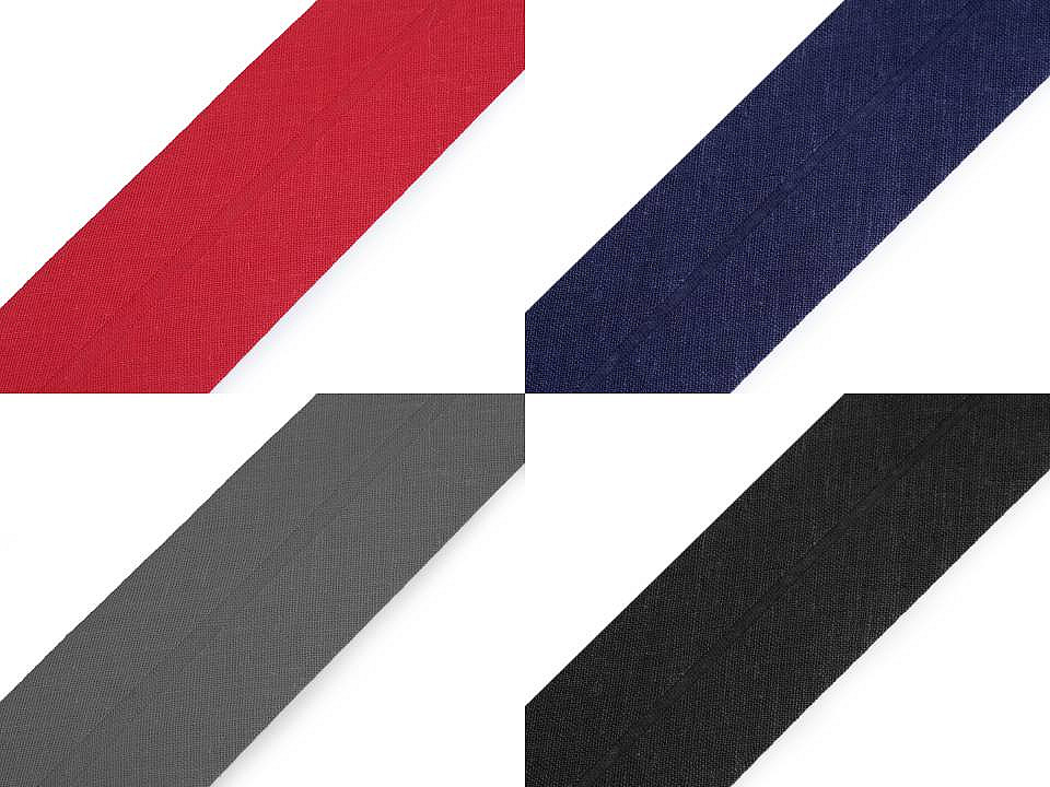 Bandă bias din bumbac, lățime 40 mm - Alb (25 Metri)