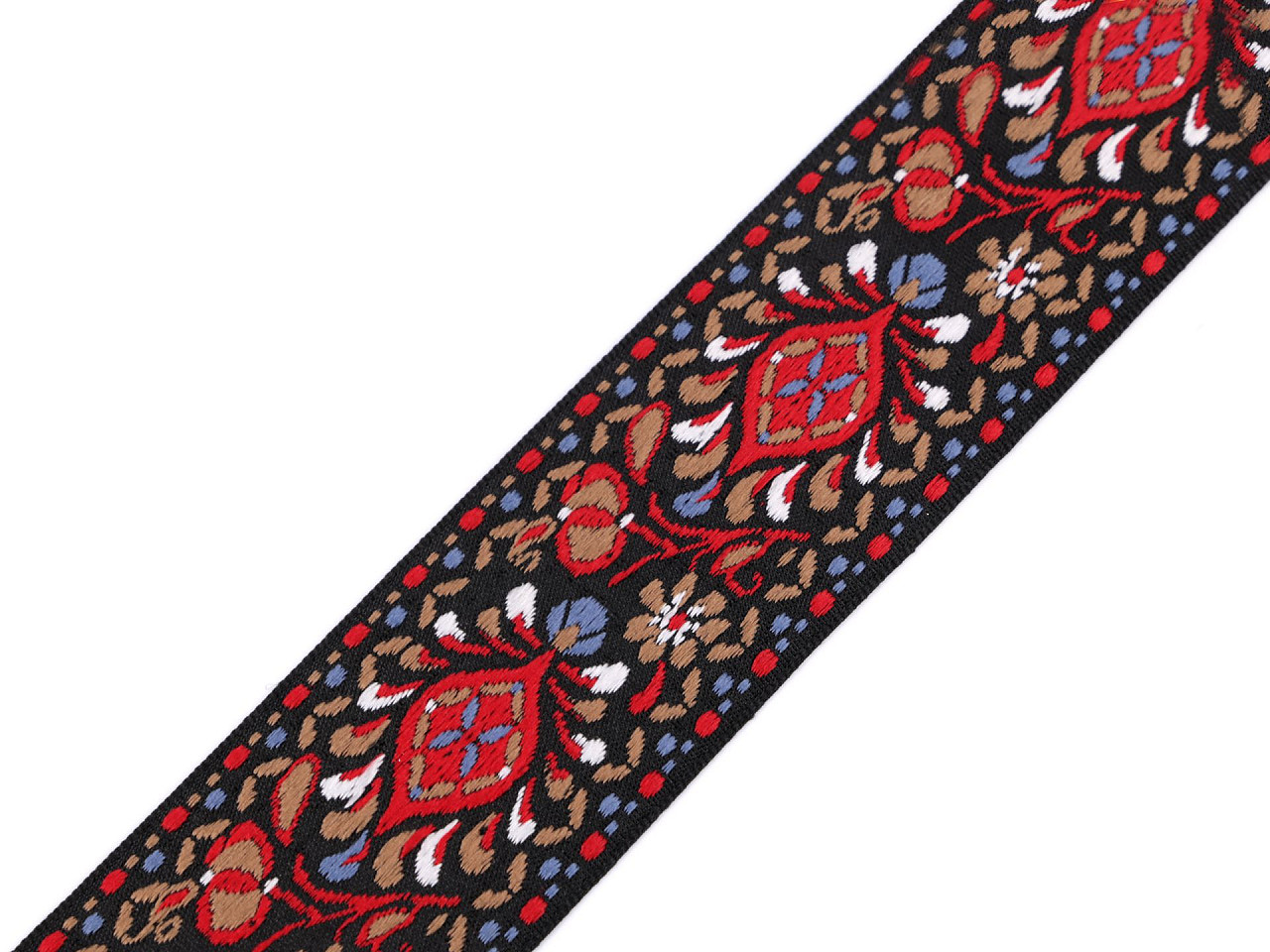 Bandă cu motive tradiționale, 48 mm - Negru (1 Metru)