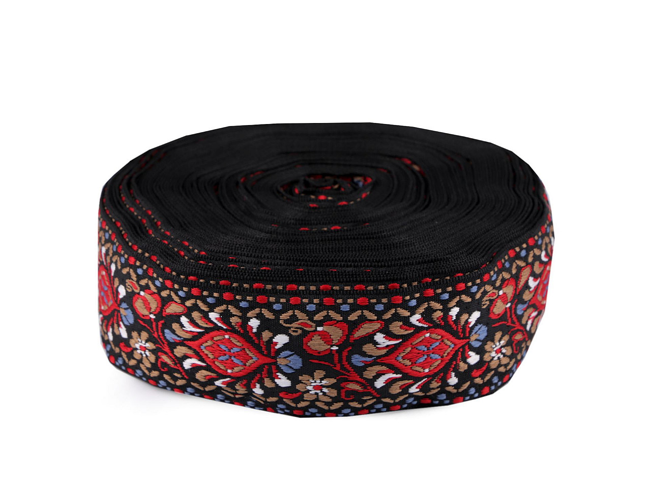 Bandă cu motive tradiționale, 48 mm - Negru (1 Metru)