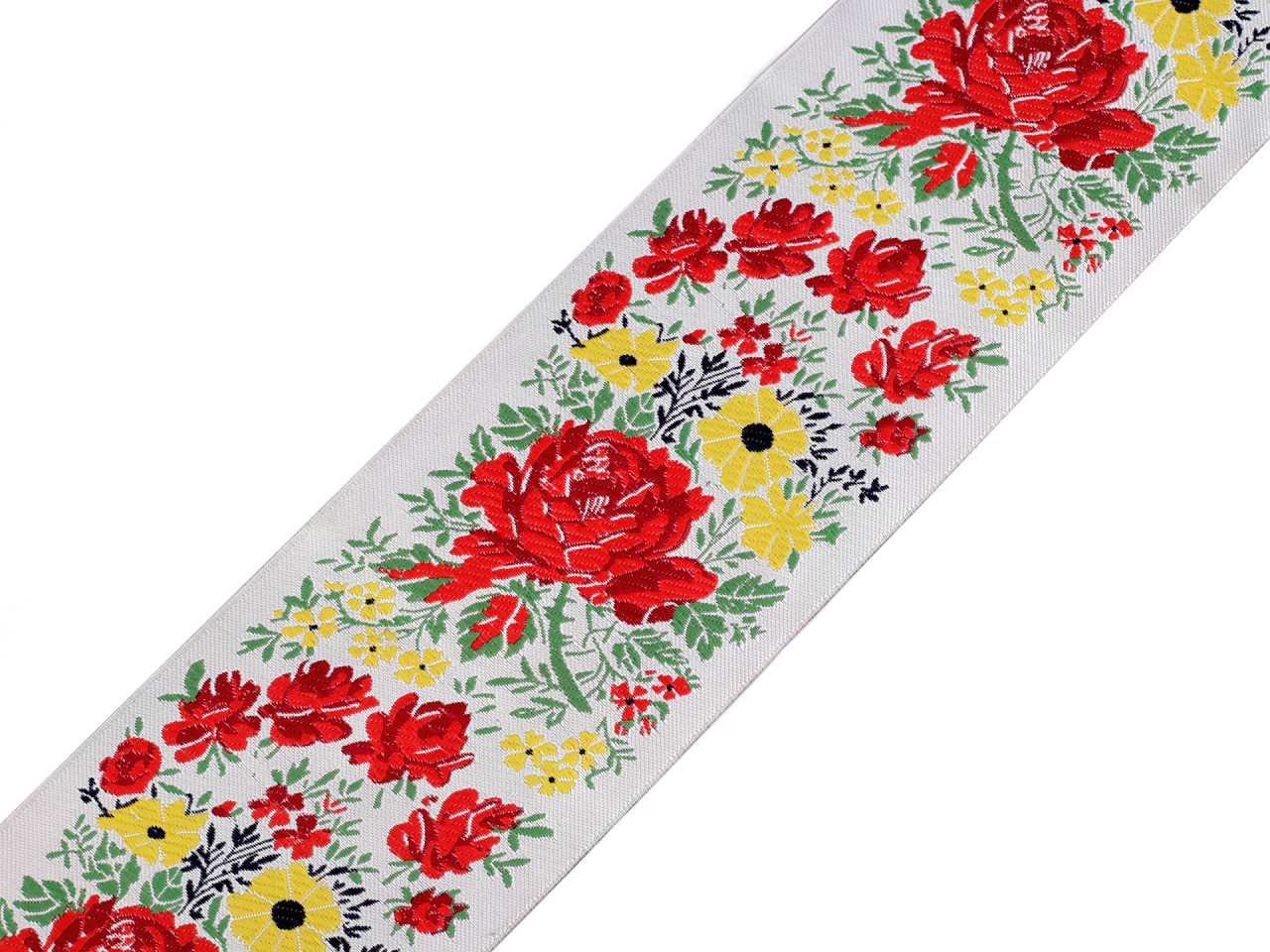 Banda cu motiv tradițional lățime 10 cm - Gri verzui deschis (1 Metru)