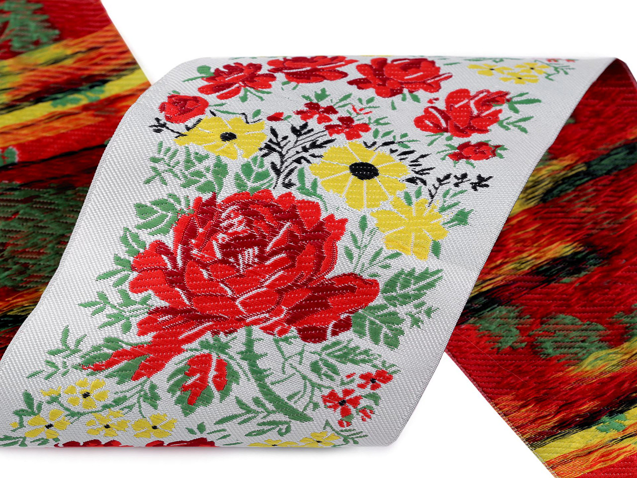 Banda cu motiv tradițional lățime 10 cm - Gri verzui deschis (1 Metru)