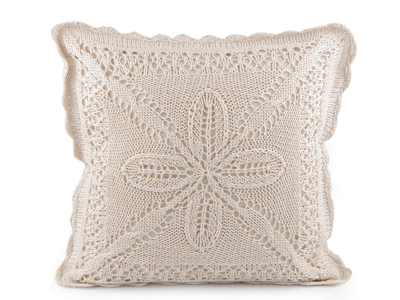 Față de pernă tricotată, bumbac 45x45 cm - Ecru deschis (2 Bucăți)