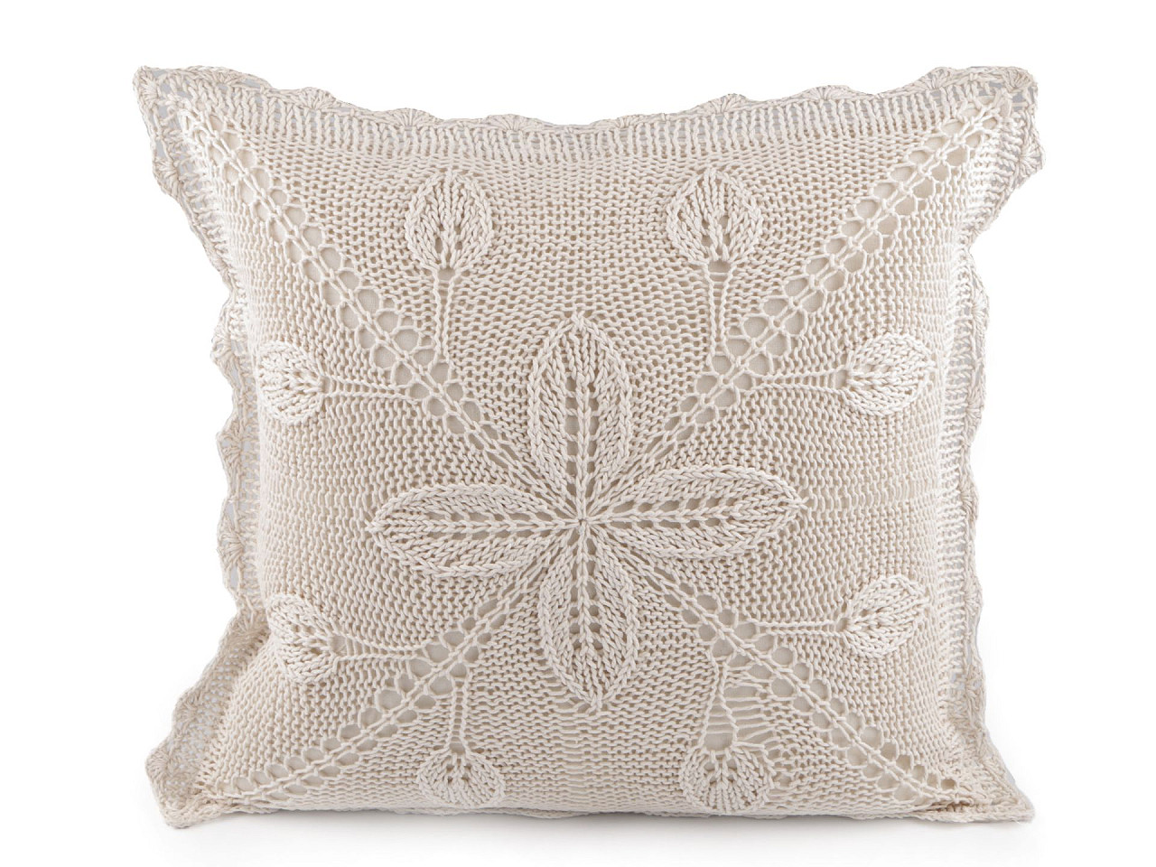 Față de pernă tricotată, bumbac 45x45 cm - Ecru deschis (2 Bucăți)