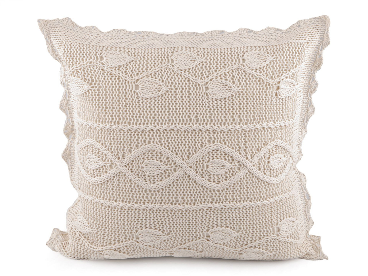 Față de pernă tricotată, bumbac 45x45 cm - Ecru deschis (2 Bucăți)