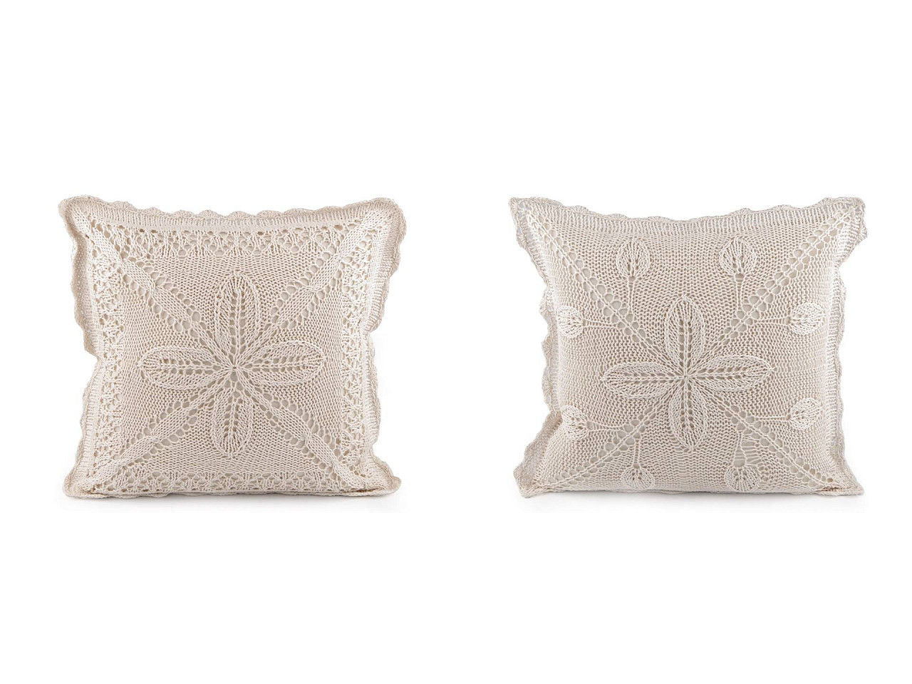 Față de pernă tricotată, bumbac 45x45 cm - Ecru deschis (2 Bucăți)